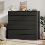 Black Tall 7 Drawer Dresser for Bedroom, Modern Wood Closet Dressers & Chests of Drawers with Jewelry Storage, 23.6" L*15.8" W*47.5" H in Large Vertical Dresser for Bedroom, Living Room, Nursery