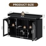 Wine Bar Cabinet with Power Outlet & LED Light, 54'' Liquor Cabinet with 15 Wine Rack & Glass Holder, Coffee Bar Cabinet for Home with Storage, 2 Arched Door, Buffet Sideboard for Living Room, Kitchen