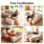 Rengue 105.5" Cloud Boneless Sectional Sofa for Living Room, 4-Seater L-Shaped Comfy Couch with Ottoman, 4 Pillows, Deep Seat Chenille Sofa, No Assembly Required (Beige) 72h to Restore