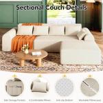 Rengue 105.5" Cloud Boneless Sectional Sofa for Living Room, 4-Seater L-Shaped Comfy Couch with Ottoman, 4 Pillows, Deep Seat Chenille Sofa, No Assembly Required (Beige) 72h to Restore