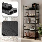 SageNest 5 Tier Bookshelf, Free Standing Wooden Bookcase with Open Storage Shelves with Metal Frame, Sturdy Shelf Organization Display Rack for Living Room, Bedroom, Home Office, 62.2" Tall, Black