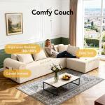 Rengue 105.5" Cloud Boneless Sectional Sofa for Living Room, 4-Seater L-Shaped Comfy Couch with Ottoman, 4 Pillows, Deep Seat Chenille Sofa, No Assembly Required (Beige) 72h to Restore