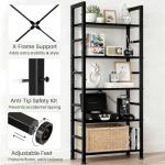 SageNest 5 Tier Bookshelf, Free Standing Wooden Bookcase with Open Storage Shelves with Metal Frame, Sturdy Shelf Organization Display Rack for Living Room, Bedroom, Home Office, 62.2" Tall, Black