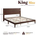 AMERLIFE King Sizes Solid Wood Bed Frame with 48" Headboard, Mid Century Modern Platform Bed with Silent Wood Slat System, No Box Spring Needed, Under-Bed Storage, Walnut
