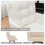 TQHOQ 28 Inch Bar Stools Set of 2, Modern Counter Height Swivel Bar Stools with Backs and Arms, Wood Legs and Footrest, Upholstered Pub Off White Bar Chairs Kitchen Island