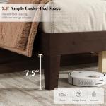 AMERLIFE King Sizes Solid Wood Bed Frame with 48" Headboard, Mid Century Modern Platform Bed with Silent Wood Slat System, No Box Spring Needed, Under-Bed Storage, Walnut