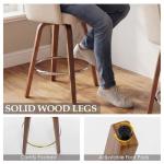 TQHOQ 28 Inch Bar Stools Set of 2, Modern Counter Height Swivel Bar Stools with Backs and Arms, Wood Legs and Footrest, Upholstered Pub Off White Bar Chairs Kitchen Island