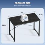 DUMOS 44 in Computer Desk for Home Office, Modern Study Work Table Simple Style for Bedroom, Writing Desks with X-Shaped Reinforcement, Black