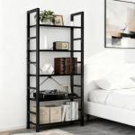 SageNest 5 Tier Bookshelf, Free Standing Wooden Bookcase with Open Storage Shelves with Metal Frame, Sturdy Shelf Organization Display Rack for Living Room, Bedroom, Home Office, 62.2" Tall, Black