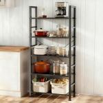 SageNest 5 Tier Bookshelf, Free Standing Wooden Bookcase with Open Storage Shelves with Metal Frame, Sturdy Shelf Organization Display Rack for Living Room, Bedroom, Home Office, 62.2" Tall, Black