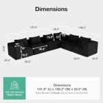 Novilla 141" Modular Sectional Sofa, Modern Cloud Sectional Couch with Smarts Coil® Support, L-Shape Boneless Couch for Living Room Apartments Bedroom, No Assembly Required (6 Seat)