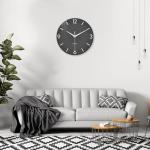 XFM Modern Wall Clock 12 Inch Silent Wall Clocks Battery Operated Grey Simple Minimalist Decorative for Bedroom Kitchen Living Room Home Office