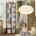Aheaplus 6 Tier Rotating Bookshelf Tower, Revolving Bookcase, 360° Round Spinning Book Shelf, Narrow Swivel Bookshelves Vertical Turning Corner Bookshelf Organizer for Small Space, Rustic Brown