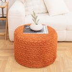 Round Pouf Ottoman 20 x 20 x 14 Inches Boho Poof Home Decor Floor Pouffe Ottoman Foot Rest for Couch Sofa Bean Bag Chairs Living Room Bedroom (Burnt Orange)