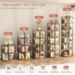Aheaplus 6 Tier Rotating Bookshelf Tower, Revolving Bookcase, 360° Round Spinning Book Shelf, Narrow Swivel Bookshelves Vertical Turning Corner Bookshelf Organizer for Small Space, Rustic Brown