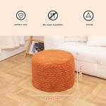 Round Pouf Ottoman 20 x 20 x 14 Inches Boho Poof Home Decor Floor Pouffe Ottoman Foot Rest for Couch Sofa Bean Bag Chairs Living Room Bedroom (Burnt Orange)