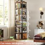 Aheaplus 6 Tier Rotating Bookshelf Tower, Revolving Bookcase, 360° Round Spinning Book Shelf, Narrow Swivel Bookshelves Vertical Turning Corner Bookshelf Organizer for Small Space, Rustic Brown