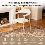 DUMOS Dining Chairs Set of 2, Linen Fabric Upholstered Kitchen Side Chairs with Curved Backrest & Metal Legs, Modern Farmhouse Accent Chairs for Dining Room Kitchen Living Room Cafe, Beige