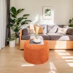 Round Pouf Ottoman 20 x 20 x 14 Inches Boho Poof Home Decor Floor Pouffe Ottoman Foot Rest for Couch Sofa Bean Bag Chairs Living Room Bedroom (Burnt Orange)