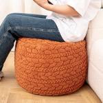 Round Pouf Ottoman 20 x 20 x 14 Inches Boho Poof Home Decor Floor Pouffe Ottoman Foot Rest for Couch Sofa Bean Bag Chairs Living Room Bedroom (Burnt Orange)