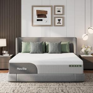 Novilla Bliss Cooling Queen Size Mattress, 12 Inch Gel-Infused Memory Foam Mattress Queen Size in a Box with Cool-Touch Nylon Cover, Pressure Relief & Body Support with CertiPUR-US Certified Foam