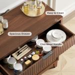 Vabches Fluted Sideboard Buffet Cabinet with Storage, 32" Wide Coffee Bar Console Table with Drawer, Fluted Doors & Adjustable Shelf, Wood Buffet Table for Living Room, Kitchen Dining Room, Brown