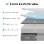 Novilla Bliss Cooling Queen Size Mattress, 12 Inch Gel-Infused Memory Foam Mattress Queen Size in a Box with Cool-Touch Nylon Cover, Pressure Relief & Body Support with CertiPUR-US Certified Foam