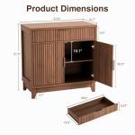 Vabches Fluted Sideboard Buffet Cabinet with Storage, 32" Wide Coffee Bar Console Table with Drawer, Fluted Doors & Adjustable Shelf, Wood Buffet Table for Living Room, Kitchen Dining Room, Brown