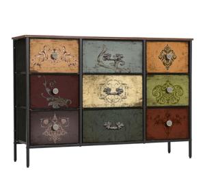 VASICAR Dresser for Bedroom with 9 Deep Fabric Drawers, Wide TV Stand Storage Cabinet, Colorful Chest of Drawers for Closet, Nursery, Entryway, Hallway