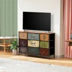 VASICAR Dresser for Bedroom with 9 Deep Fabric Drawers, Wide TV Stand Storage Cabinet, Colorful Chest of Drawers for Closet, Nursery, Entryway, Hallway