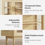 IRONCK 59'' Sideboard Buffet Cabinet with Drawers, Modern Kitchen Storage Cabinet with Adjustable Shelves and Tempered Glass Doors, Wood Coffee Bar for Kitchen, Living Room, Oak