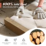 Jocisland Solid Wood King Size Bed Frame, 57" Tall Farmhouse Platform Beds, Upholstered Line Wingback Headboard, Deep Button Tufted, No Box Spring Needed, Easy Assembly, Gray Wash