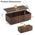 FABATO Mid Century Modern Coffee Table, Wooden Fluted Center Table with Large Hidden Compartment, 41.7” Rectangle with Round Corners, Lift Up Farmhouse Wood Table for Living Room, Home Office, Walnut