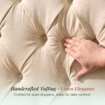 Jocisland Solid Wood King Size Bed Frame, 57" Tall Farmhouse Platform Beds, Upholstered Line Wingback Headboard, Deep Button Tufted, No Box Spring Needed, Easy Assembly, Gray Wash