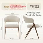 COLAMY Dining Chairs Set of 4, Mid Century Modern Dining Room Kitchen Dinner Chairs with Iron Legs, Open Back and Padded Seat, for Living Room/Bedroom/Restaurant/Cafe, Beige