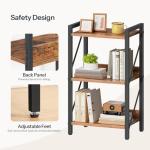 HOOBRO Bookshelf, 3-Tier Industrial Bookcase, Book Shelf Storage Organizer, Small Bookshelf with Metal Frame for Living Room, Bedroom, Home Office, Kitchen, Rustic Brown and Black BF71SJ01
