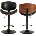 Simple Deluxe Set of 2 PU Leather Swivel Bar Stools, Adjustable Height Bentwood Dining Chairs with Back & Foot Rest, Modern Counter Height Stools for Kitchen, Bar & Dining Room, Black