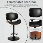 Simple Deluxe Set of 2 PU Leather Swivel Bar Stools, Adjustable Height Bentwood Dining Chairs with Back & Foot Rest, Modern Counter Height Stools for Kitchen, Bar & Dining Room, Black