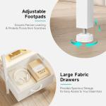 Lazzanto Night Stand Bedside Table Bedroom - White Nightstand with Charging Station & LED Light Strip, Morden Bed Side End Table with Storage Shelf & 2 Fabric Drawers, U-S-B Ports & AC Outlets