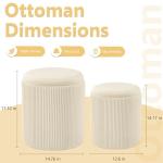 Royal Windsor Round Ottoman with Storage Set of 2,Vanity Stool with Storage for Bedroom, Ottoman Coffee Table,Small Velvet Foot Stool for Living Room, Beige