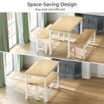 Tatub Dining Table Set for 4, 3-Piece Kitchen Table with 2 Benches, Space-Saving Dining Room Table Set for Breakfast Nook and Small Spaces, Original