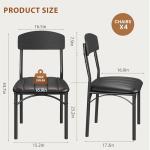 Jocoevol Dining Chairs Set of 4 - Upholstered Dining Room Chairs with PU Leather, Industrial Kitchen Chairs with Wooden Backrest and Thickened Metal Legs, for Dining Room, Living Room（Black）