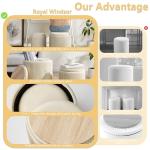 Royal Windsor Round Ottoman with Storage Set of 2,Vanity Stool with Storage for Bedroom, Ottoman Coffee Table,Small Velvet Foot Stool for Living Room, Beige