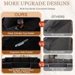 134" U-Shaped Cloud Couch Sectional, Oversized Modular Boneless Sleeper Sofa with Side Pockets & Cup Holders, 4-Seater Modern Deep Seat Corduroy Couch for Living Room, No Assembly Required, Black