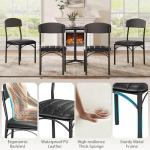 Jocoevol Dining Chairs Set of 4 - Upholstered Dining Room Chairs with PU Leather, Industrial Kitchen Chairs with Wooden Backrest and Thickened Metal Legs, for Dining Room, Living Room（Black）