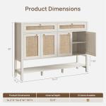 SICOTAS Rattan Sideboard Buffet Cabinet with Storage - Large Credenza with 4 Doors & 2 Drawers, Boho Coffee Bar Cabinets Console Buffet Table for Dining Room, Hallway, Kitchen