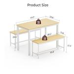 Tatub Dining Table Set for 4, 3-Piece Kitchen Table with 2 Benches, Space-Saving Dining Room Table Set for Breakfast Nook and Small Spaces, Original
