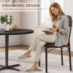 Jocoevol Dining Chairs Set of 4 - Upholstered Dining Room Chairs with PU Leather, Industrial Kitchen Chairs with Wooden Backrest and Thickened Metal Legs, for Dining Room, Living Room（Black）