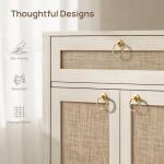 SICOTAS Rattan Sideboard Buffet Cabinet with Storage - Large Credenza with 4 Doors & 2 Drawers, Boho Coffee Bar Cabinets Console Buffet Table for Dining Room, Hallway, Kitchen