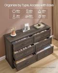 VASAGLE LIRY Collection - 6-Drawer Dresser for Bedroom, 54-Inch Wide Modern Farmhouse Chest of Drawers with Metal Handles, TV Stand, for Living Room, Entryway, Anti-Tipping, Taupe Brown ULTS661TA01S